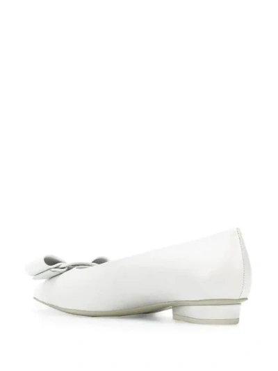 Ferragamo Viva Bow-embellished Leather Point-toe Flats In White