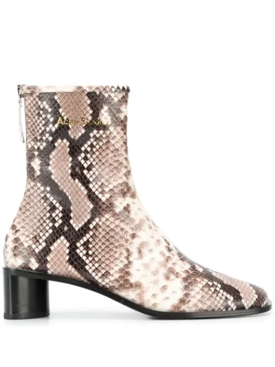 Shop Acne Studios Python Print Ankle Boots In Neutrals