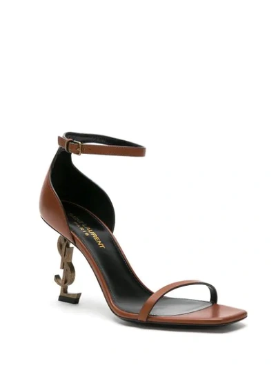 Shop Saint Laurent Opyum 85mm Ysl-heel Sandals In Brown