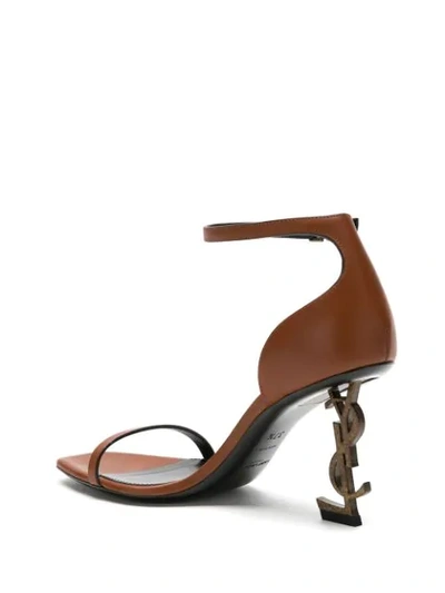 Shop Saint Laurent Opyum 85mm Ysl-heel Sandals In Brown
