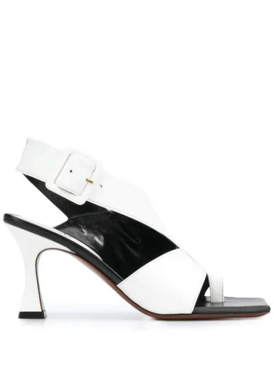 Shop Manu Atelier Cut-out Sling Back Sandals In White