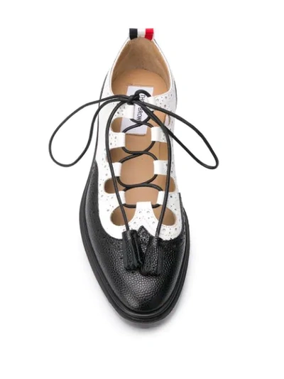 Shop Thom Browne Ghillie Leather Brogues In Black