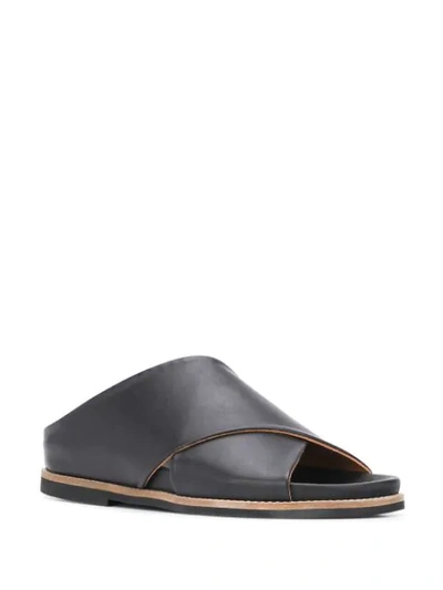 Shop Ganni Crossover Flat Sandals In Black