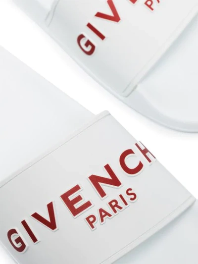 Shop Givenchy Logo-appliqued Slides In White