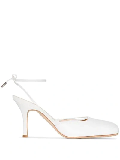 Shop A.w.a.k.e. Ursula 85mm Tied Ankle Mules In White