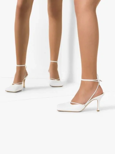 Shop A.w.a.k.e. Ursula 85mm Tied Ankle Mules In White