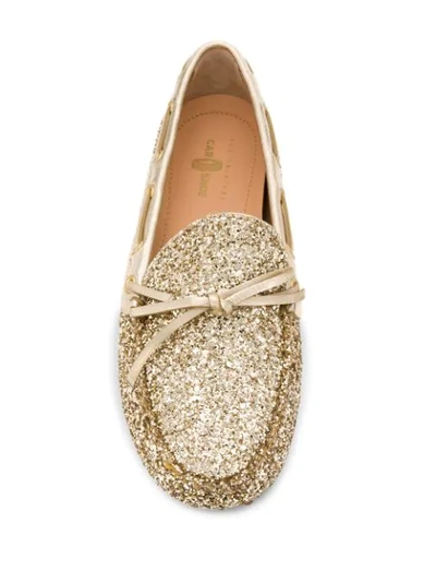 Shop Car Shoe Glitter Design Loafers In Gold