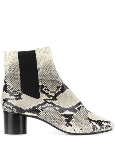 Shop Isabel Marant Heeled Snake-effect Chelsea Boots In Neutrals
