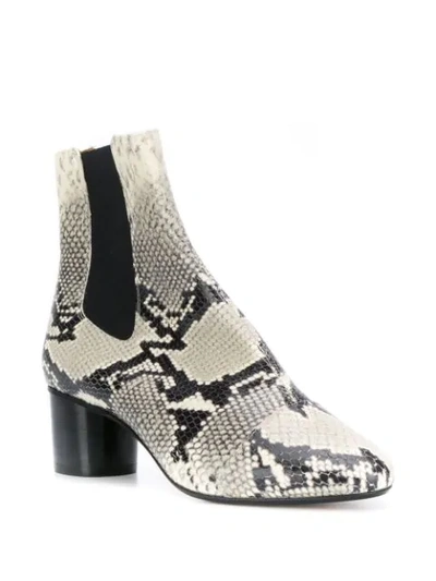 Shop Isabel Marant Heeled Snake-effect Chelsea Boots In Neutrals