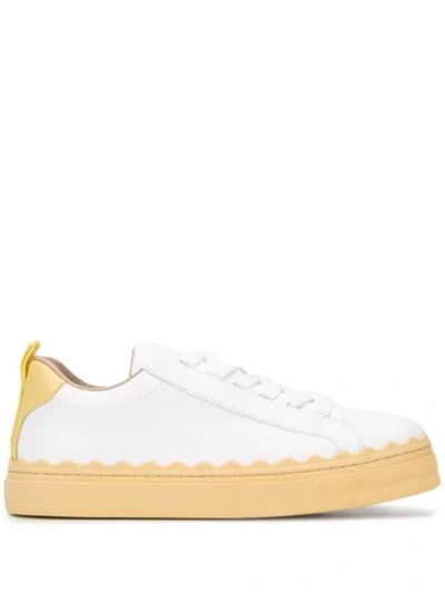 Chloé Chloe White And Yellow Lauren Sneakers In White