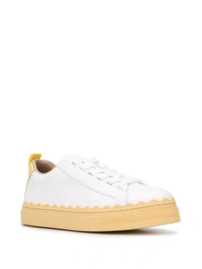 Chloé Chloe White And Yellow Lauren Sneakers In White