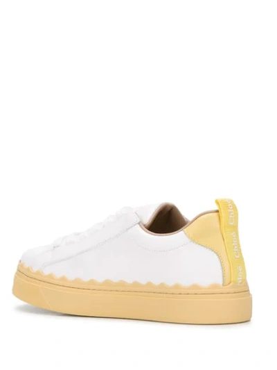 Chloé Chloe White And Yellow Lauren Sneakers In White