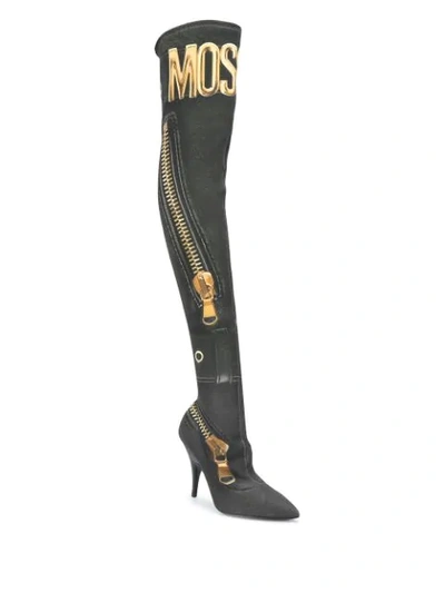 Shop Moschino Over-the-knee Boots In Green