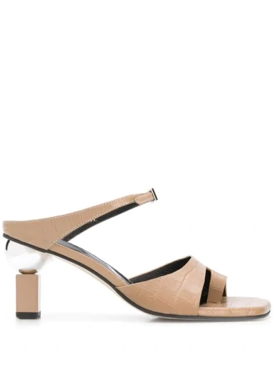 Shop Yuul Yie Sculpted Heel Strappy Sandals In Neutrals