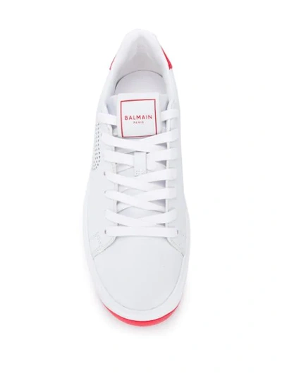 Shop Balmain B-court Low-top Sneakers In White