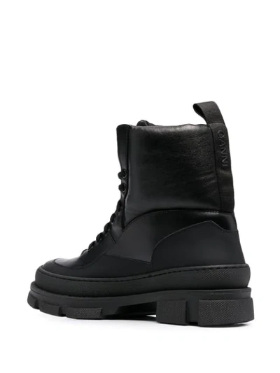 Shop Ganni Hiking Mix Ankle Boots In Black
