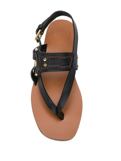 Shop Chloé Ring-detail Flat Sandals In Black