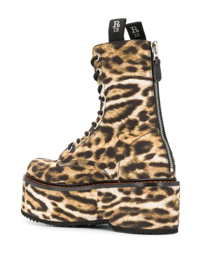 Shop R13 Leopard Print Platform Boots In Black