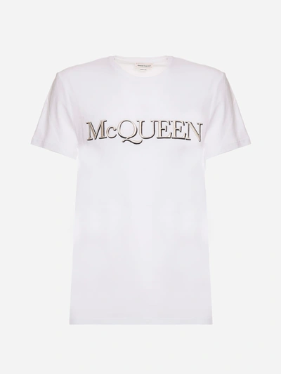 Shop Alexander Mcqueen White Cotton Amcq T-shirt In White/mix