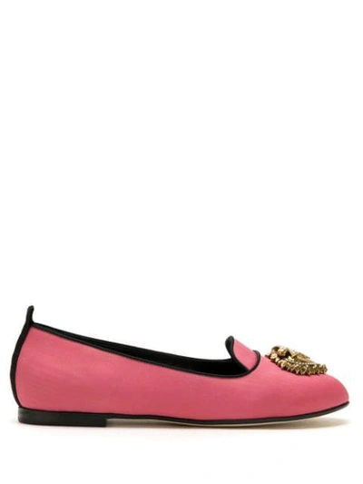 Shop Dolce & Gabbana Moiré Devotion Ballerina Shoes In Pink