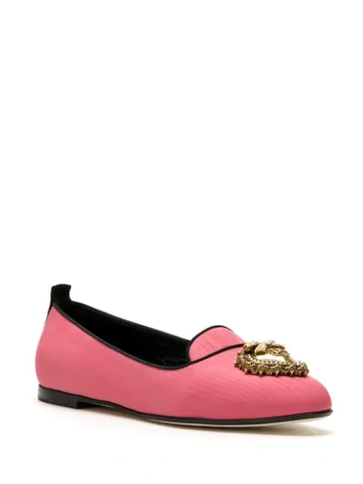 Shop Dolce & Gabbana Moiré Devotion Ballerina Shoes In Pink