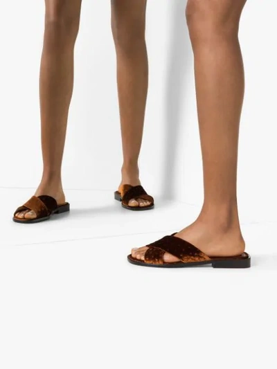 Shop Sies Marjan Cassie Ostrich-effect Sandals In Brown