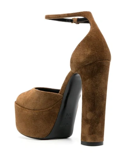 Shop Saint Laurent Jodie 145mm Platform Sandals In Brown