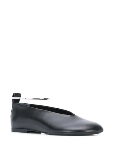 Shop Jil Sander Anklet Leather Ballerina Shoes In Black