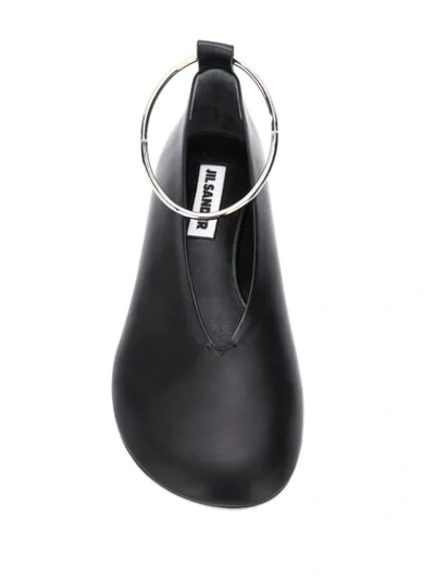 Shop Jil Sander Anklet Leather Ballerina Shoes In Black