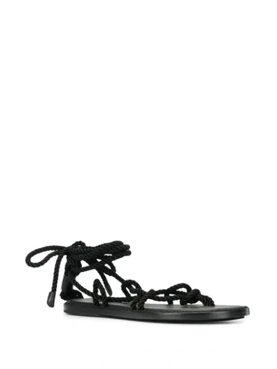 Shop Ann Demeulemeester Cord Thong Sandals In Black