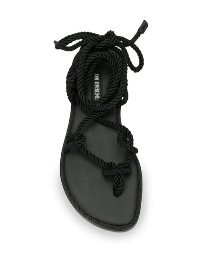 Shop Ann Demeulemeester Cord Thong Sandals In Black