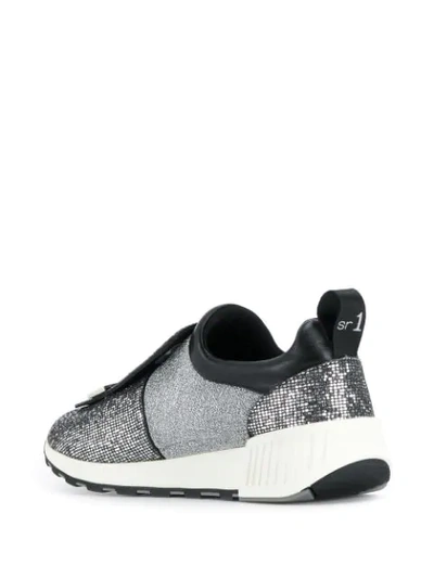 Shop Sergio Rossi Running Mesh Sneakers In Silver