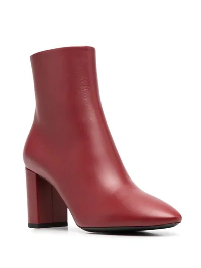Shop Saint Laurent Mid-heel Ankle Boots In Red