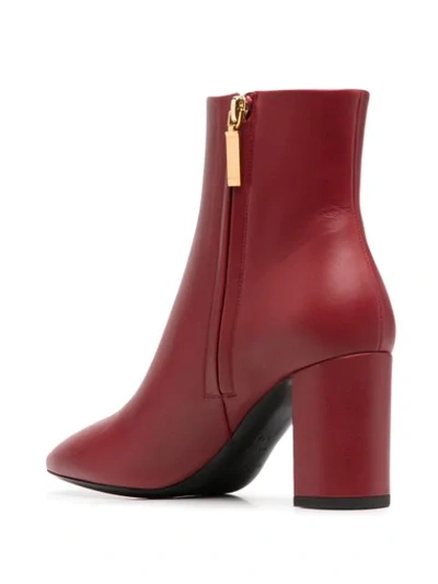 Shop Saint Laurent Mid-heel Ankle Boots In Red