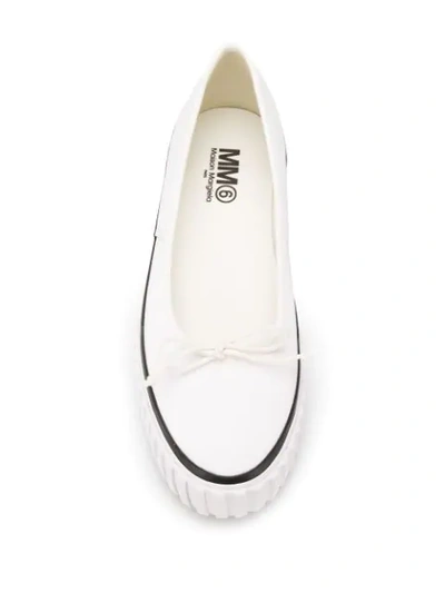 Shop Mm6 Maison Margiela Bow Detail Ballerina Shoe In White