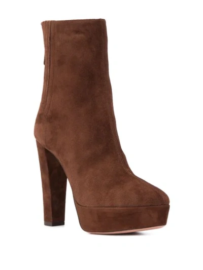 Aquazzura Saint Honore 120 Platform Suede Boots In Multi