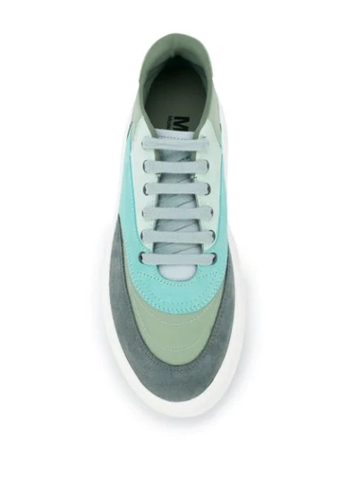 Shop Mm6 Maison Margiela Panelled Colour-block Sneakers In Blue