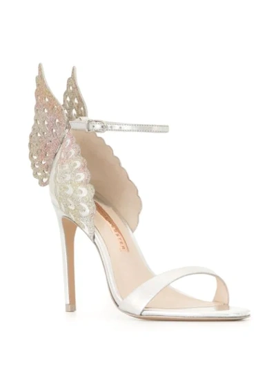 Shop Sophia Webster Chiara Embroidered Heeled Sandals In Silver