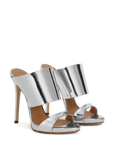 Shop Giuseppe Zanotti Andrea Metallic Leather Sandals In Silver