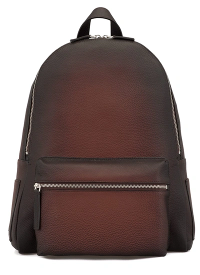 Shop Orciani Micron Deep Leather Backpack In Sigaro