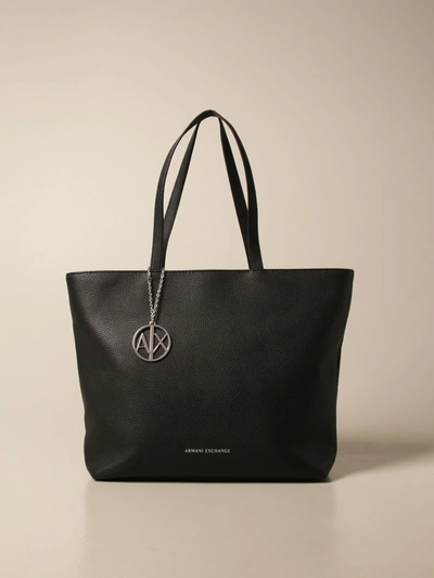 Shop Armani Collezioni Armani Exchange Tote Bags Armani Exchange Shoulder Bag In Synthetic Textured Leather In Black