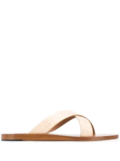 Shop Givenchy Logo Strap Sandals In Neutrals