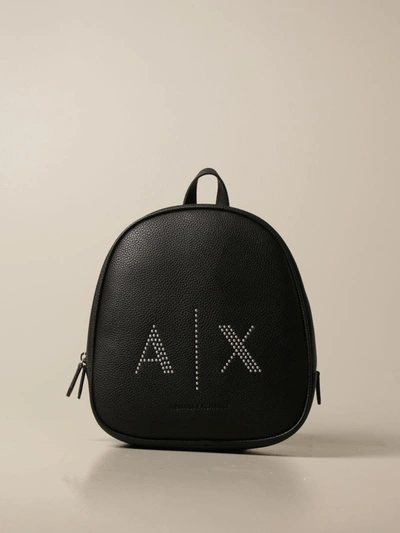 Shop Armani Collezioni Armani Exchange Backpack Armani Exchange Backpack In Synthetic Leather With Stud Logo In Black