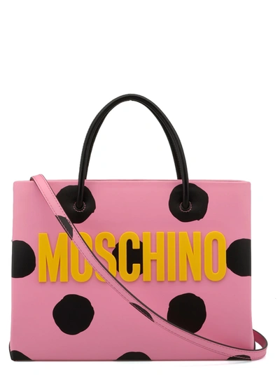 Shop Moschino Leather Handbag In Fantasia Fuxia