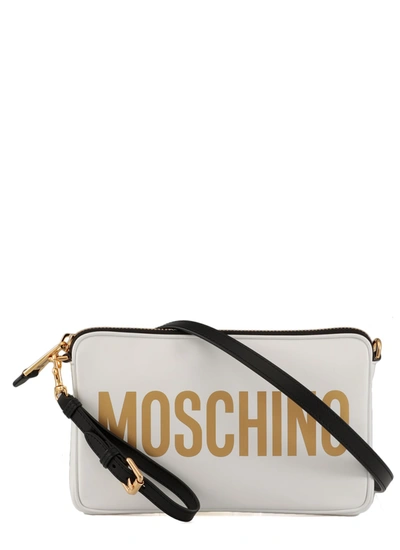 Shop Moschino Leather Crossbody Bag In Fantasia Bianco