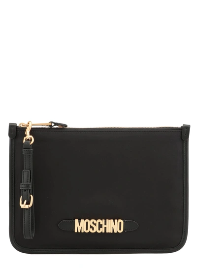 Shop Moschino Fabric Pouch In Fantasia Nero