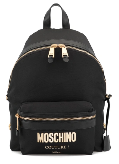 Shop Moschino Patent Coated Canvas Backpack In Fantasia Nero