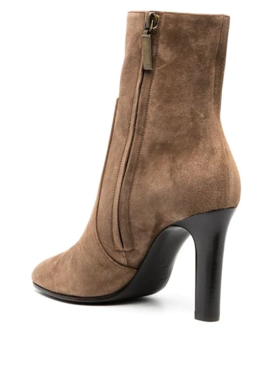 Shop Saint Laurent Jane 90 Zip Boots In Brown