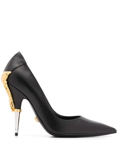 Shop Versace Logo Plaque 130mm Pumps In Black