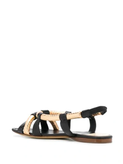 Shop Francesco Russo Snakeskin Effect Flat Sandals In Black